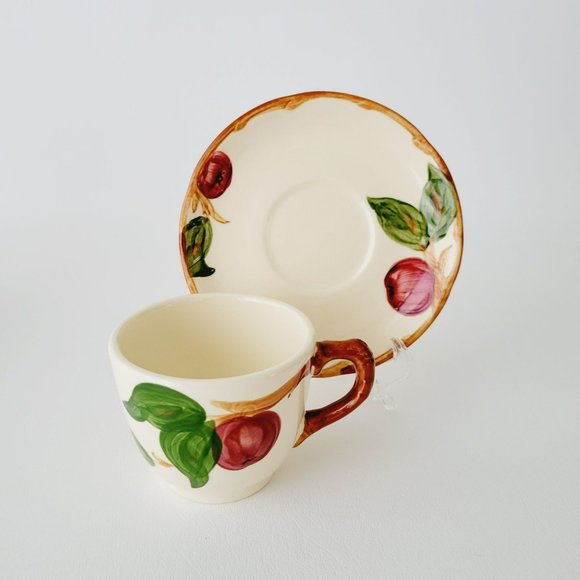 Vintage Franciscan Apple Teapot NO LID, Teacup & Saucer c1953-58 USA Fruit Decor - Picture 4 of 15